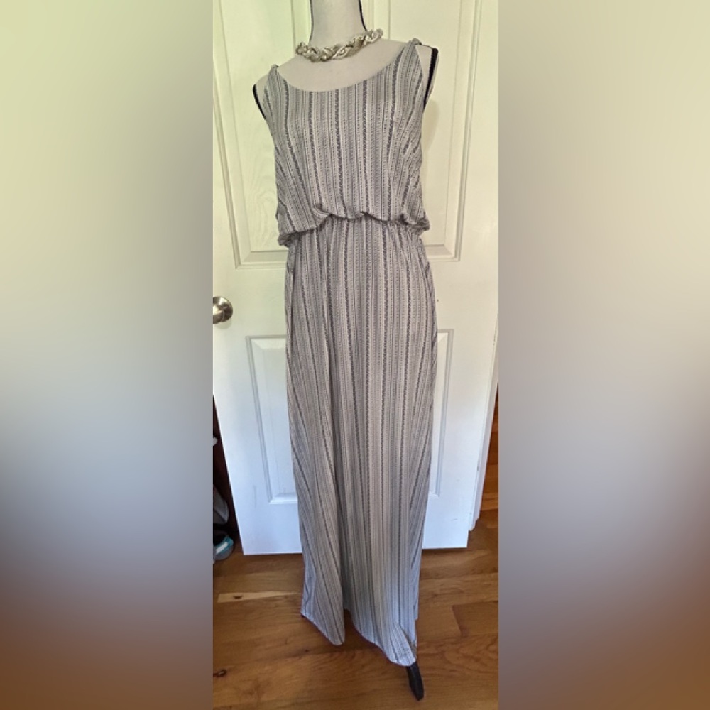 *Exist Maxi Dress Black and White Stripes SZ XL, Elastic Waist, adjustable Strap